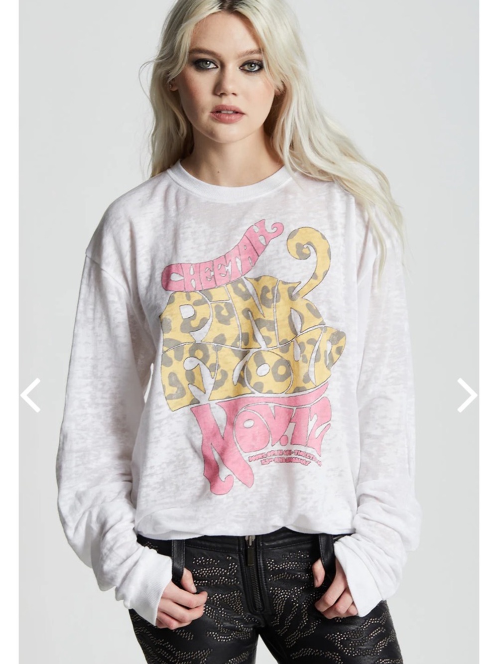 NWOT Recycled Karma Pink Floyd Cheetah Club Vintage-Inspired Fitted Sweatshirt M